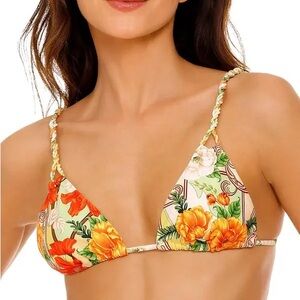 Agua Bendita Orange and Yellow Floral Bikini Top